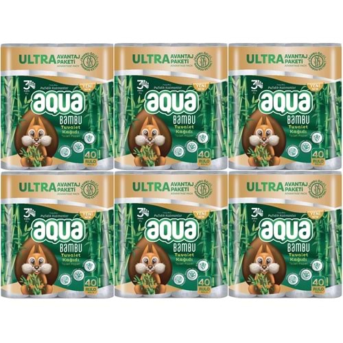 Aqua Tuvalet Kağıdı 3 Katlı 240 Lı Set Bambu Ultra Avantaj Pk (6PK*40)