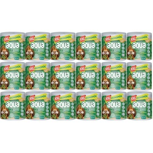 Aqua Kağıt Havlu 3 Katlı Jumbo Paket XXL Bambu (18 Li Set) 900 Metre (18PK*50MT)
