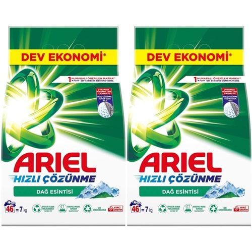 Ariel Matik Toz Çamaşır Deterjanı 14KG Beyazlar/Dağ Esintisi (2PK*7KG) (92 Yıkama)