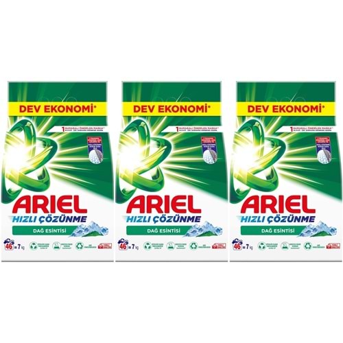 Ariel Matik Toz Çamaşır Deterjanı 21KG Beyazlar/Dağ Esintisi (3PK*7KG) (138 Yıkama)