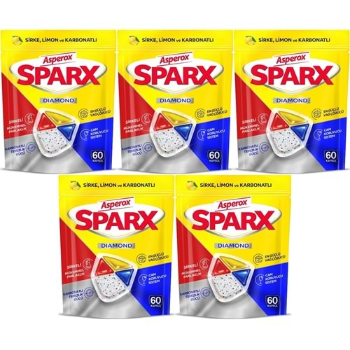 Asperox Sparx Diamond Bulaşık Makinesi Deterjanı Kapsül Tablet Hepsi 1 Arada 300 Adet (5PK*60)