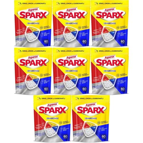 Asperox Sparx Diamond Bulaşık Makinesi Deterjanı Kapsül Tablet Hepsi 1 Arada 480 Adet (8PK*60)