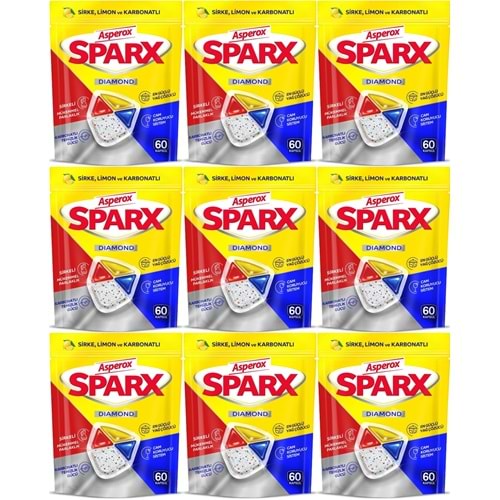 Asperox Sparx Diamond Bulaşık Makinesi Deterjanı Kapsül Tablet Hepsi 1 Arada 540 Adet (9PK*60)