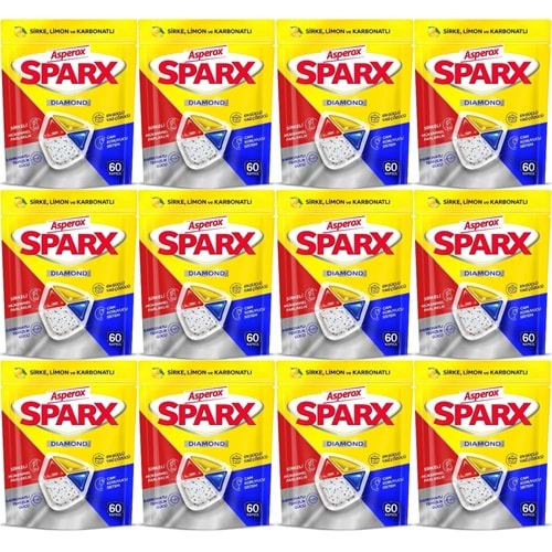 Asperox Sparx Diamond Bulaşık Makinesi Deterjanı Kapsül Tablet Hepsi 1 Arada 720 Adet (12PK*60)