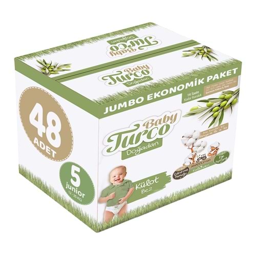 Baby Turco Külot Bebek Bezi Doğadan Beden:5 (12-25KG) Junior 48 Adet Jumbo Ekonomik Pk
