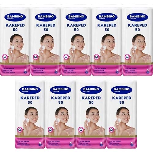 Bambino Cotton Kare Makyaj ve Bebek Temizleme Pamuğu 450 Adet (Kare En-Boy 7CM) (9PK*50)