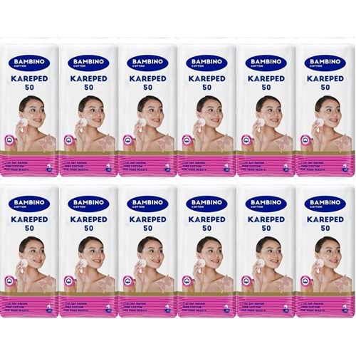 Bambino Cotton Kare Makyaj ve Bebek Temizleme Pamuğu 600 Adet (Kare En-Boy 7CM) (12PK*50)