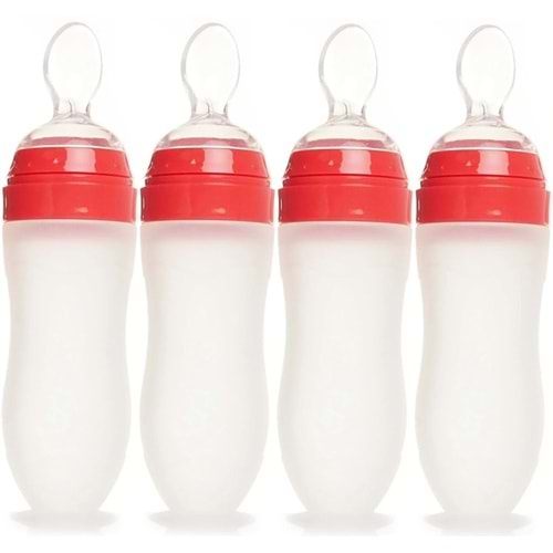 Bebedor Silikon Kaşıklı Biberon 120ML +6 Ay Şeffaf (Kod:7509) (4 Lü Set)