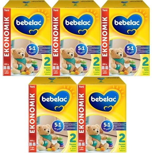 Bebelac 800GR No:2 Devam Sütü (6-12 Ay) (5 Li Set)