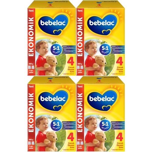 Bebelac 800GR No:4 Devam Sütü (1+ Yaş) (4 Lü Set)