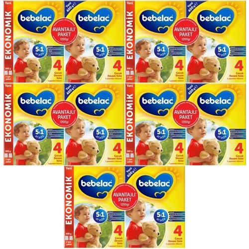 Bebelac 1200GR (800GR+400GR) No:4 Devam Sütü (1+ Yaş) Avantaj Pk (5 Li Set)