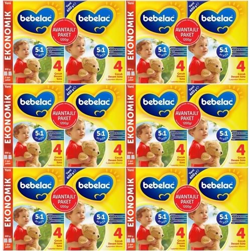 Bebelac 1200GR (800GR+400GR) No:4 Devam Sütü (1+ Yaş) Avantaj Pk (6 Lı Set)