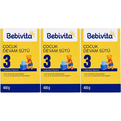 Bebivita Bebek Sütü 400GR No:3 (1 Yaşından İtibaren) (3 Lü Set)