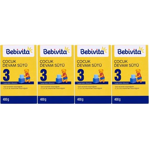 Bebivita Bebek Sütü 400GR No:3 (1 Yaşından İtibaren) (4 Lü Set)