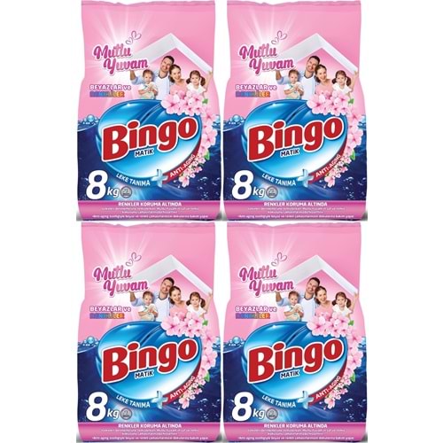 Bingo Matik Toz Çamaşır Deterjanı 32KG Beyazlar ve Renkliler 212 Yıkama (Mutlu Yuvam)