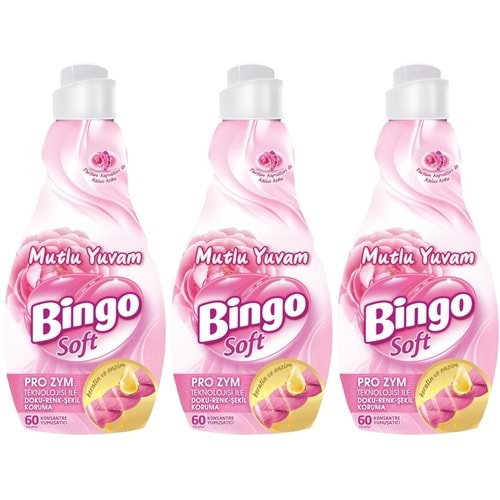 Bingo Soft Çamaşır Yumuşatıcı Konsantre 1440ML Mutlu Yuvam (3 Lü Set)