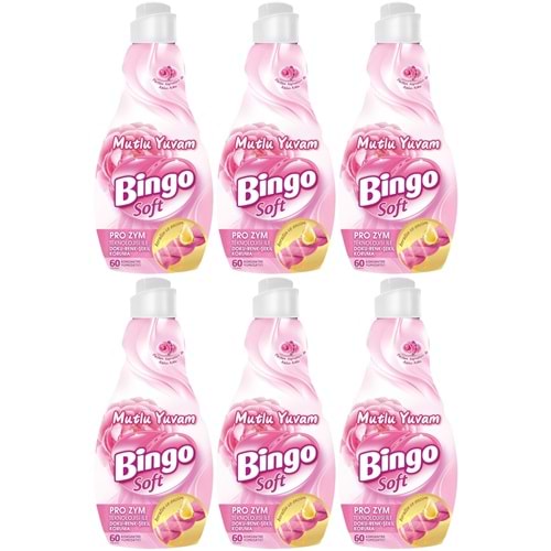 Bingo Soft Çamaşır Yumuşatıcı Konsantre 1440ML Mutlu Yuvam (6 Lı Set)