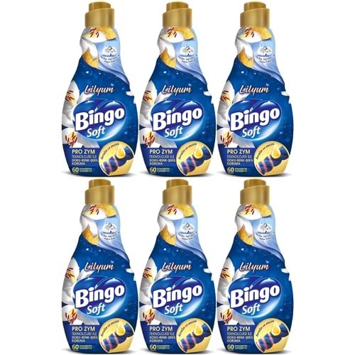 Bingo Soft Çamaşır Yumuşatıcı Konsantre 1440ML Lilyum (6 Lı Set)