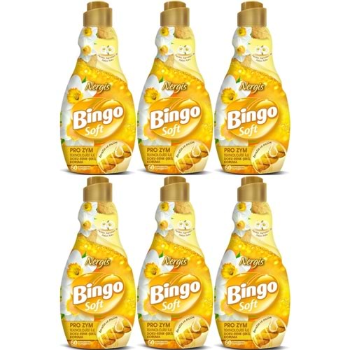 Bingo Soft Çamaşır Yumuşatıcı Konsantre 1440ML Nergis (6 Lı Set)