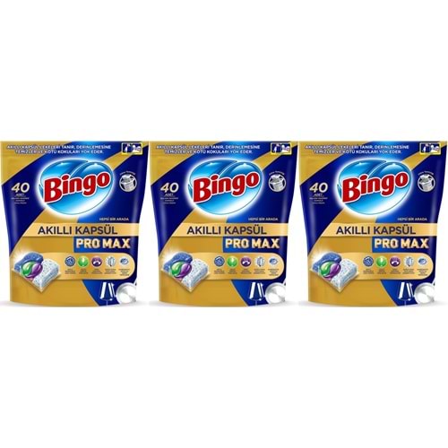 Bingo Akıllı Kapsül Pro Max Bulaşık Makinesi Deterjanı Tableti 120 Adet Limon Kokulu (3PK*40)