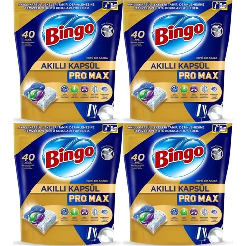 Bingo Akıllı Kapsül Pro Max Bulaşık Makinesi Deterjanı Tableti 160 Adet Limon Kokulu (4PK*40)