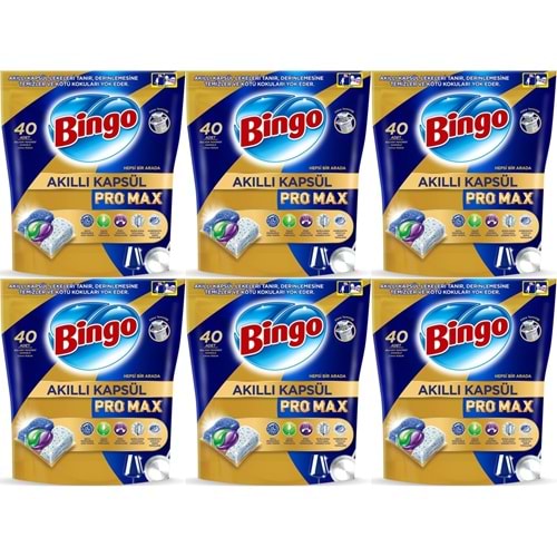 Bingo Akıllı Kapsül Pro Max Bulaşık Makinesi Deterjanı Tableti 240 Adet Limon Kokulu (6PK*40)