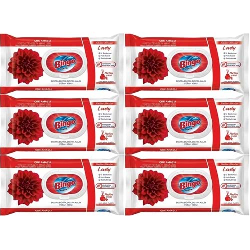 Bingo Clean Yüzey Temizlik Havlusu 96 Yaprak Sevilen Kokular Lovely - Gül (6 Lı Set) 576 Yaprak
