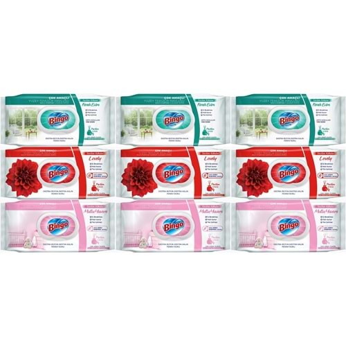Bingo Clean Yüzey Temizlik Havlusu (Karma 9 Lu Set) (Ferah Evim - Lovely - Mutlu Yuvam) 864 Yaprak