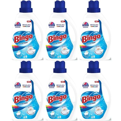 Bingo Sıvı Çamaşır Deterjanı 15600ML Beyaz Sabun Kokulu Beyazlar ve Renkliler 6 Lı Set (6PK*2.600ML)