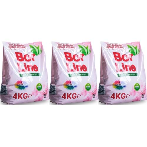 BorLine Matik Toz Çamaşır Deterjanı 12KG (Renkliler İçin) 78 Yıkama (3PK*4KG)