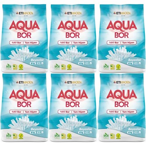 Boron AquaBor Matik Toz Çamaşır Deterjanı 36KG (Beyazlar İçin) 240 Yıkama (6PK*6KG)