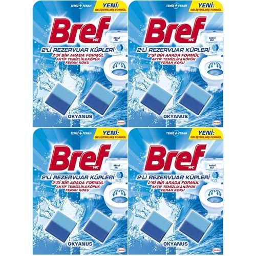 Bref Koku Giderici Jel Küpü - Okyanus (Klozet - Rezervuar - Tuvalet - Blok) (8 Li Set) (4PK*2)