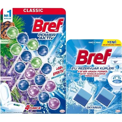 Bref Power Aktiv Klozet Bloğu Çam ve Lavanta Kokulu - Koku Giderici Jel Küpü (Karma 2 Li Set)