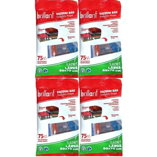 Brillant Vakumlu Poşet/Hurç 50*70CM Large (İç Adet 1) (4 Lü Set)