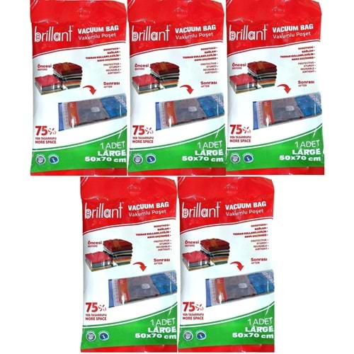 Brillant Vakumlu Poşet/Hurç 50*70CM Large (İç Adet 1) (5 Li Set)