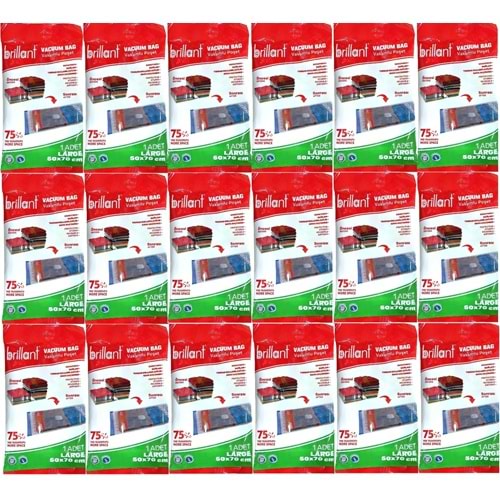 Brillant Vakumlu Poşet/Hurç 50*70CM Large (İç Adet 1) (18 Li Set)