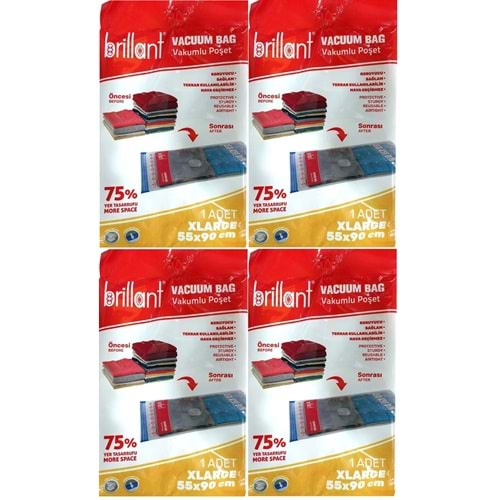Brillant Vakumlu Poşet/Hurç 55*90CM XLarge (İç Adet 1) (4 Lü Set)