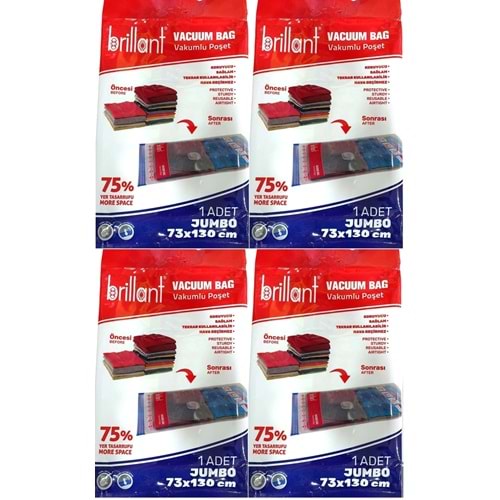 Brillant Vakumlu Poşet/Hurç 73*130CM Jumbo (İç Adet 1) (4 Lü Set)