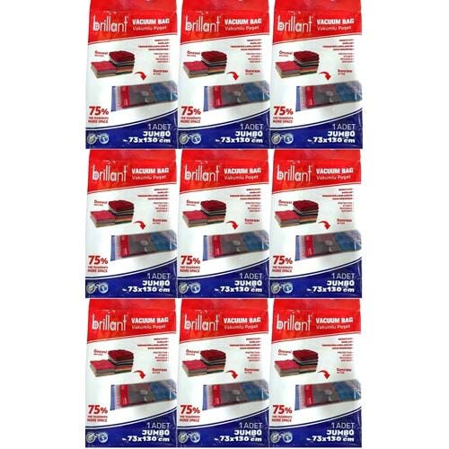 Brillant Vakumlu Poşet/Hurç 73*130CM Jumbo (İç Adet 1) (9 Lu Set)