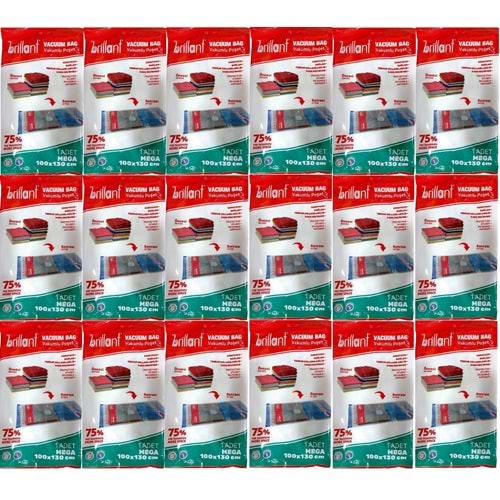 Brillant Vakumlu Poşet/Hurç 100*130CM Mega (İç Adet 1) (18 Li Set)
