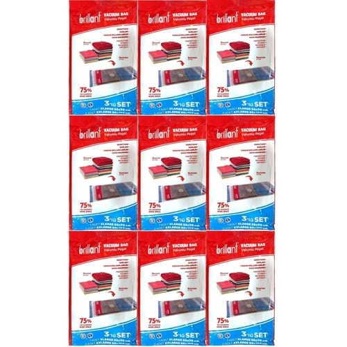 Brillant Vakumlu Poşet/Hurç XLarge/XX Large (İç Adet 3) (9 Lu Set)