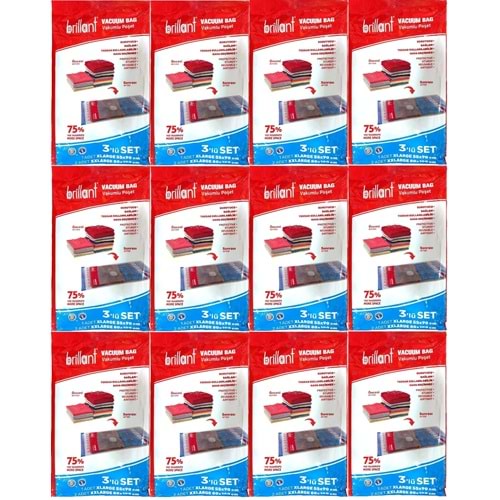 Brillant Vakumlu Poşet/Hurç XLarge/XX Large (İç Adet 3) (12 Li Set)