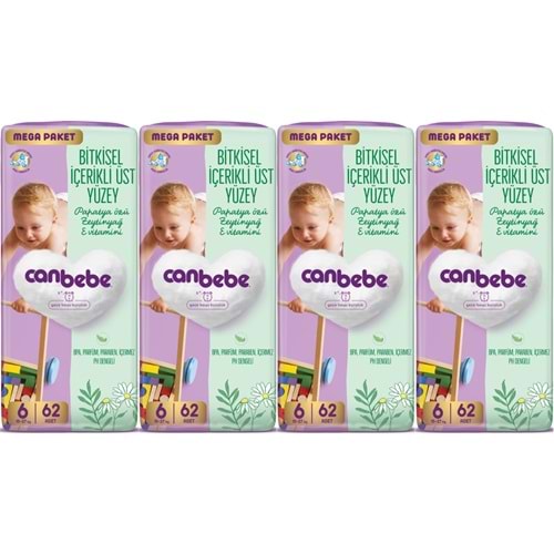 Canbebe Bebek Bezi Beden:6 (15-27KG) Exstra Large 248 Adet Mega Avantaj Fırsat Pk