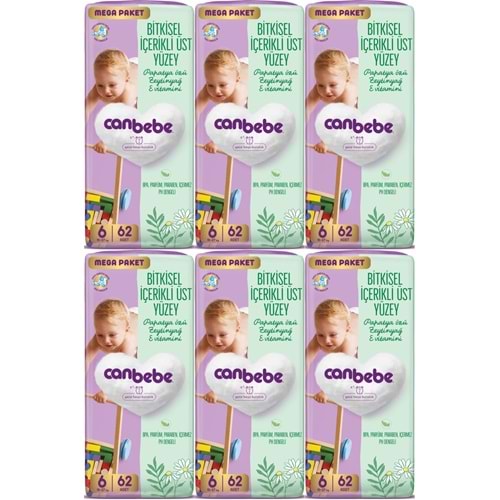 Canbebe Bebek Bezi Beden:6 (15-27KG) Exstra Large 372 Adet Mega Ekstra Fırsat Pk