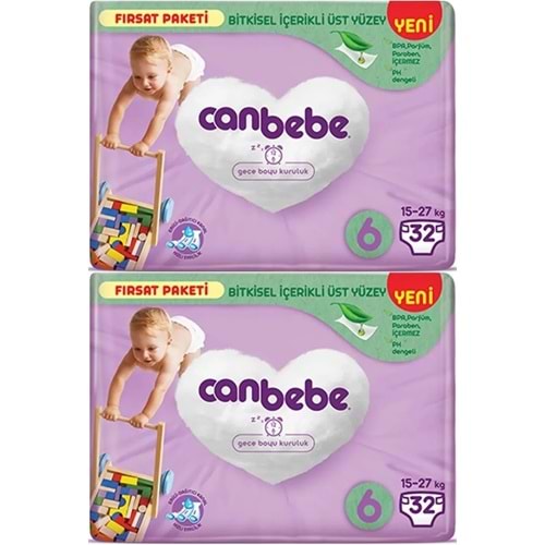 Canbebe Bebek Bezi Beden:6 (15-27Kg) Extra Large 64 Adet Ekonomik Fırsat Pk