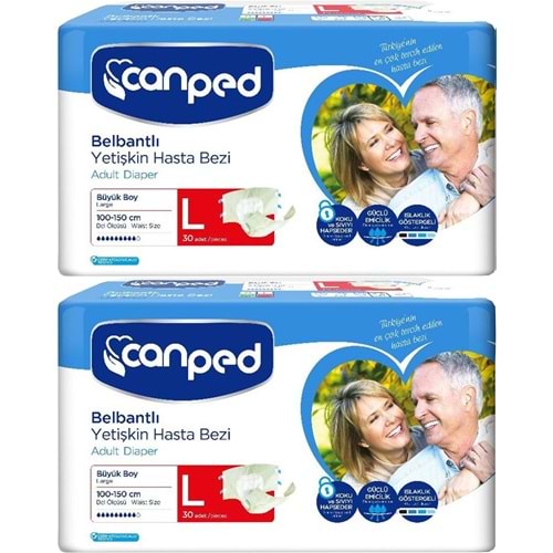 Canped Hasta Bezi Yetişkin Bel Bantlı Polietilen L-Büyük Boy 60 Adet
