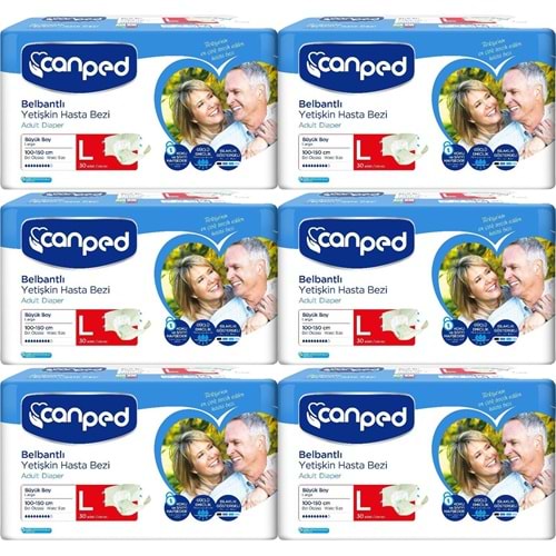 Canped Yetişkin Bezi Bel Bantlı Polietilen L - Büyük - Large 180 Adet