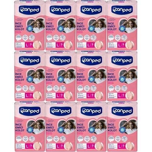 Canped Külotlu Mesane Pedi - İnce Emici Külot Büyük/Large 108 Adet (12Pk*9)