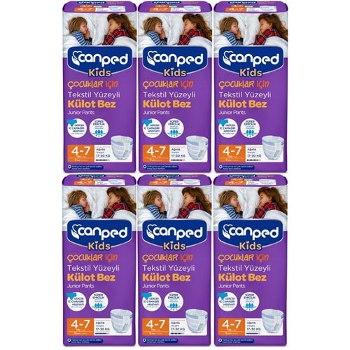 Canped Kids Çoçuklar İçin Külot Bez Tekstil Yüzeyli Yaş:4-7 (17-30Kg) 54 Adet (6Pk*9)