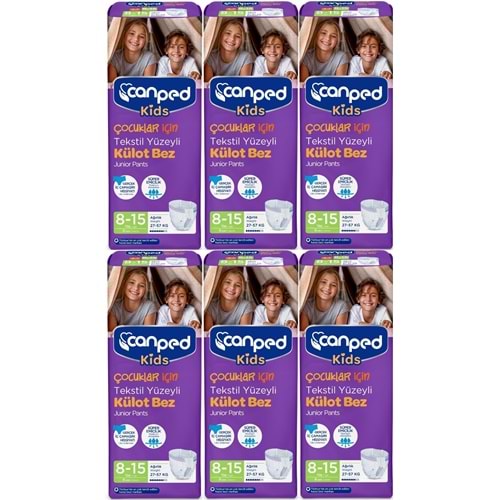 Canped Kids Çoçuklar İçin Külot Bez Tekstil Yüzeyli Yaş:8-15 (27-57Kg) 48 Adet (6Pk*8)